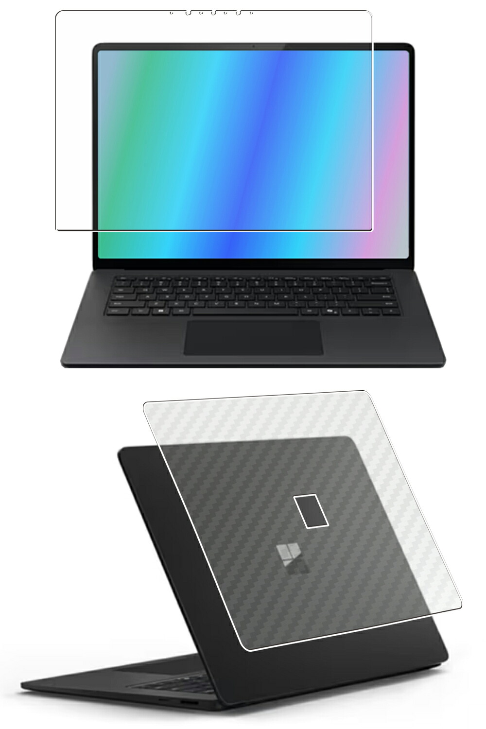 【百貨店SALE 10%OFF】【2枚組(画面+天板)】Microsoft Surface Laptop 第7時人 Copilot+ パソコン 15in 用 [N35-B4] 高硬度 9H ブルーライトカット せつ然たる 液晶 保護すること 写真フィルム ＋ 炭素調 天板 保護すること写真フィルム ★