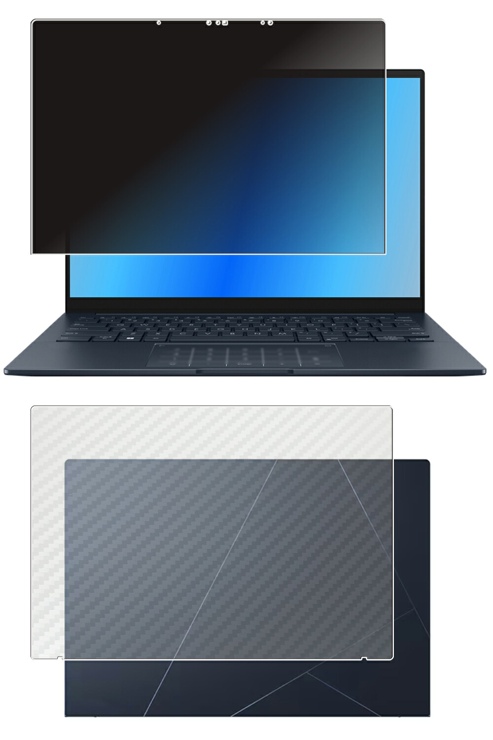 【百貨店SALE 10%OFF】【2枚組(画面+天板)】ASUS Zenbook 14 OLED UX3405 2024年タッチモデル 用 [N35] 4way のぞき見押しとどめる 秘め事保護すること 液晶 保護すること 写真フィルム ＋ 炭素調 天板 保護すること写真フィルム ★ エイスース ゼンブック フォーティーン オー赤いこと