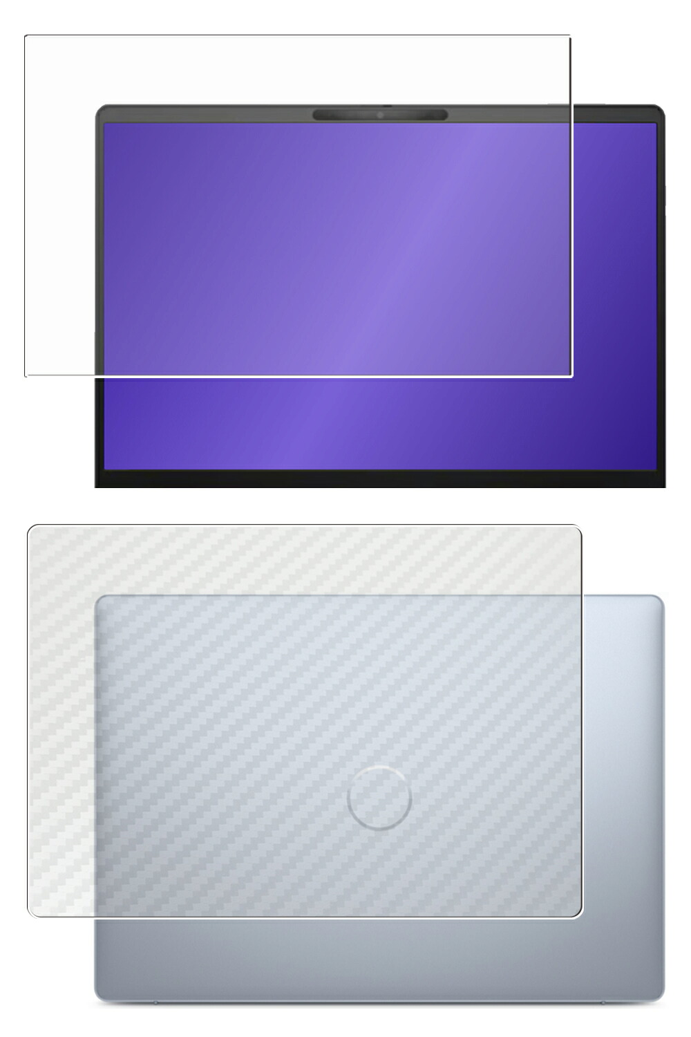 【2枚組(画面+天板)】Dell Inspiron 14 Plus 7441 Copilot+ PC 2024年モデル 用 [N35] AR/マット ハイブリッド 高機能 反射低減 保護フィルム ＋ カーボン調 天板 保護フィルム ★