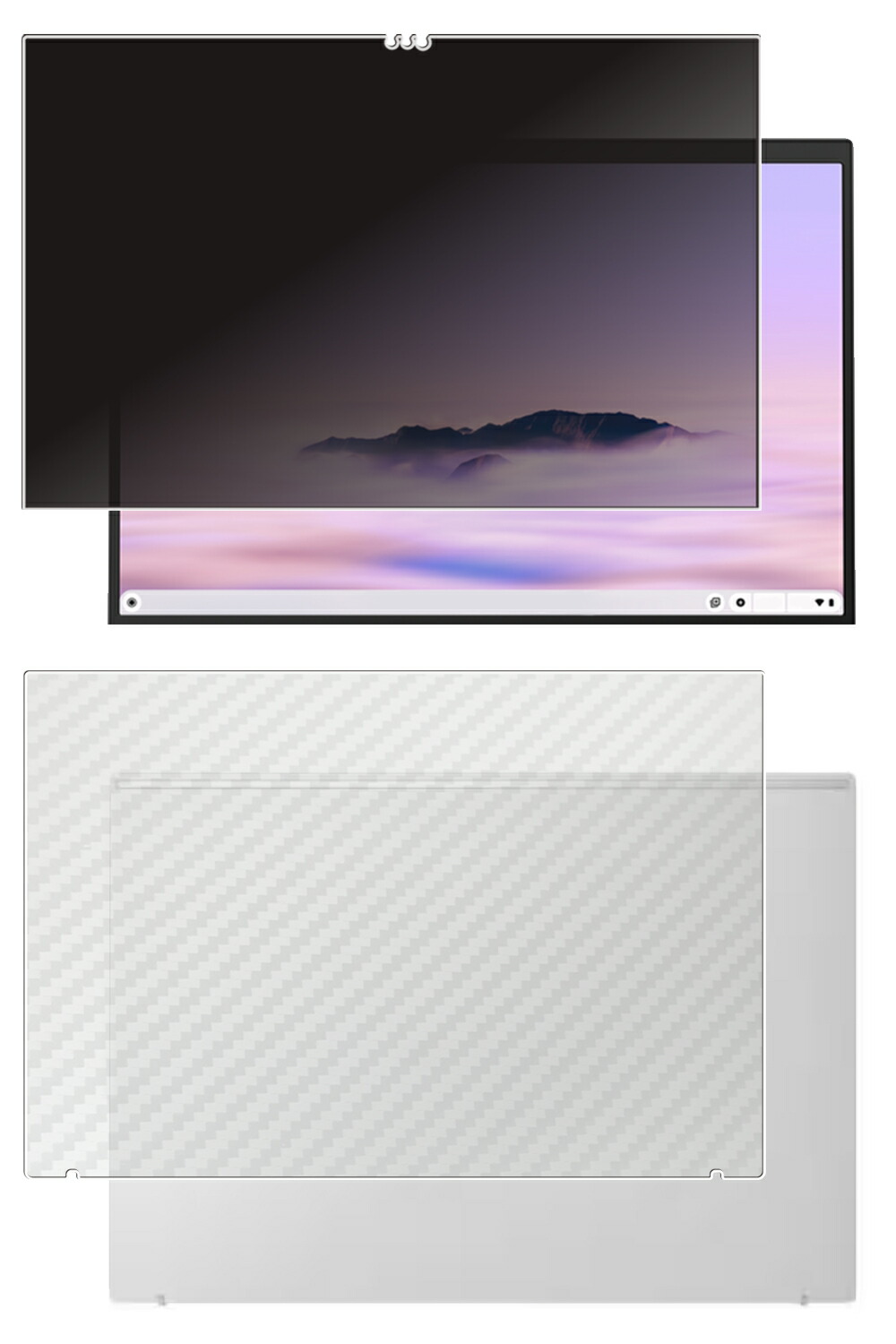 【2枚組(画面+天板)】ASUS ExpertBook CX54 Chromebook Plus CX5403 2024年 用 [N35] 4way のぞき見押しとどめる 秘め事防御すること 液晶 防御すること 写真フィルム ＋ 炭素調 天板 防御すること写真フィルム ★ エイスース 老練家読みもの クローム読みもの 足し加える シーエックス