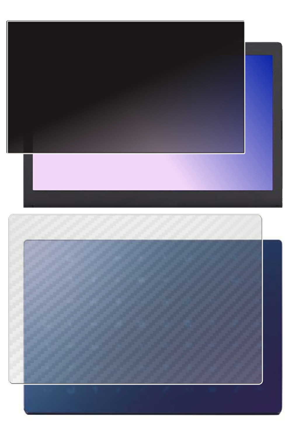 【2枚組(画面+天板)】ASUS Vivobook Go E210KA 2024年青写真 用 [N30] 4way のぞき見押しとどめる 秘め事保護すること 液晶 保護すること 写真フィルム ＋ 炭素調 天板 保護すること写真フィルム ★ エイスース ビボブック ゴー