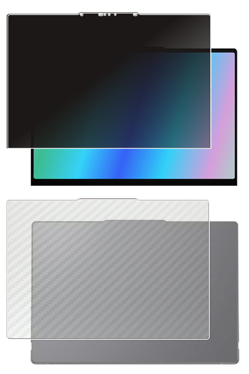 【2枚組(画面+天板)】Lenovo Yoga Slim 7i Aura Edition Gen 9 15.3in 2024年ひな形 用 [N40] 4way のぞき見押しとどめる 非公開保護すること 液晶 保護すること 写真フィルム ＋ 炭素調 天板 保護すること写真フィルム ★ レノボ 瑜伽 か細い セブンアイ 佇まい ～版 ジェン 野球クラブ