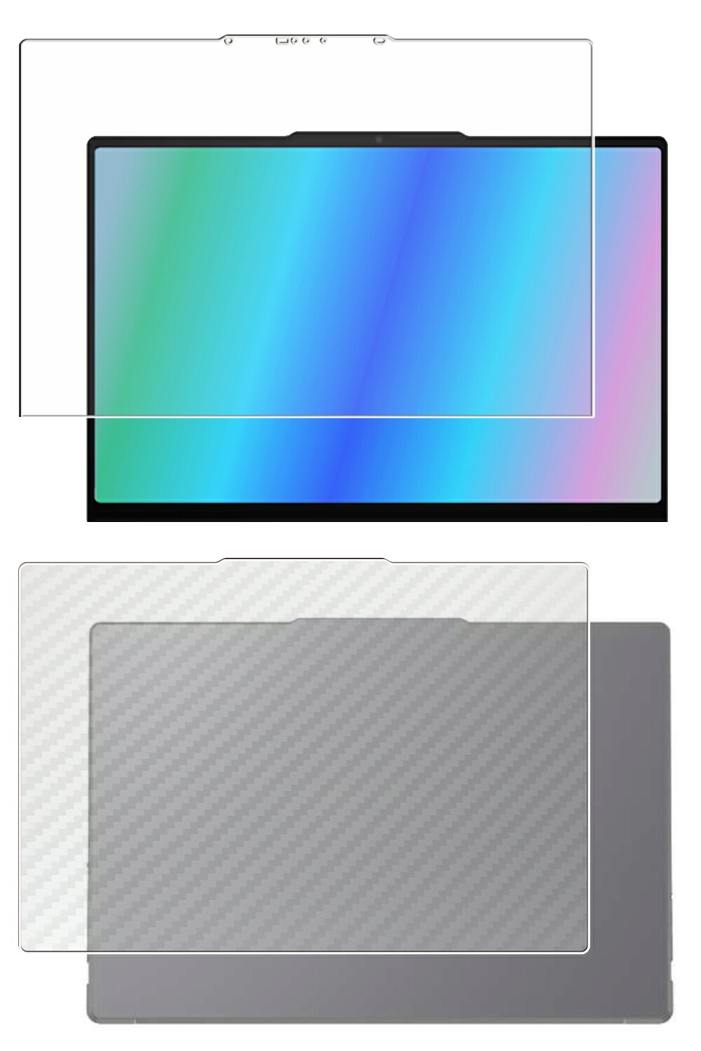 【百貨店SALE 10%OFF】【2枚組(画面+天板)】Lenovo Yoga Slim 7i Aura Edition Gen 9 15.3in 2024年ひな形 用 [N40] 高硬度 9H ブルーライトカット せつ然たる 液晶 保護すること 写真フィルム ＋ 炭素調 天板 保護すること写真フィルム ★