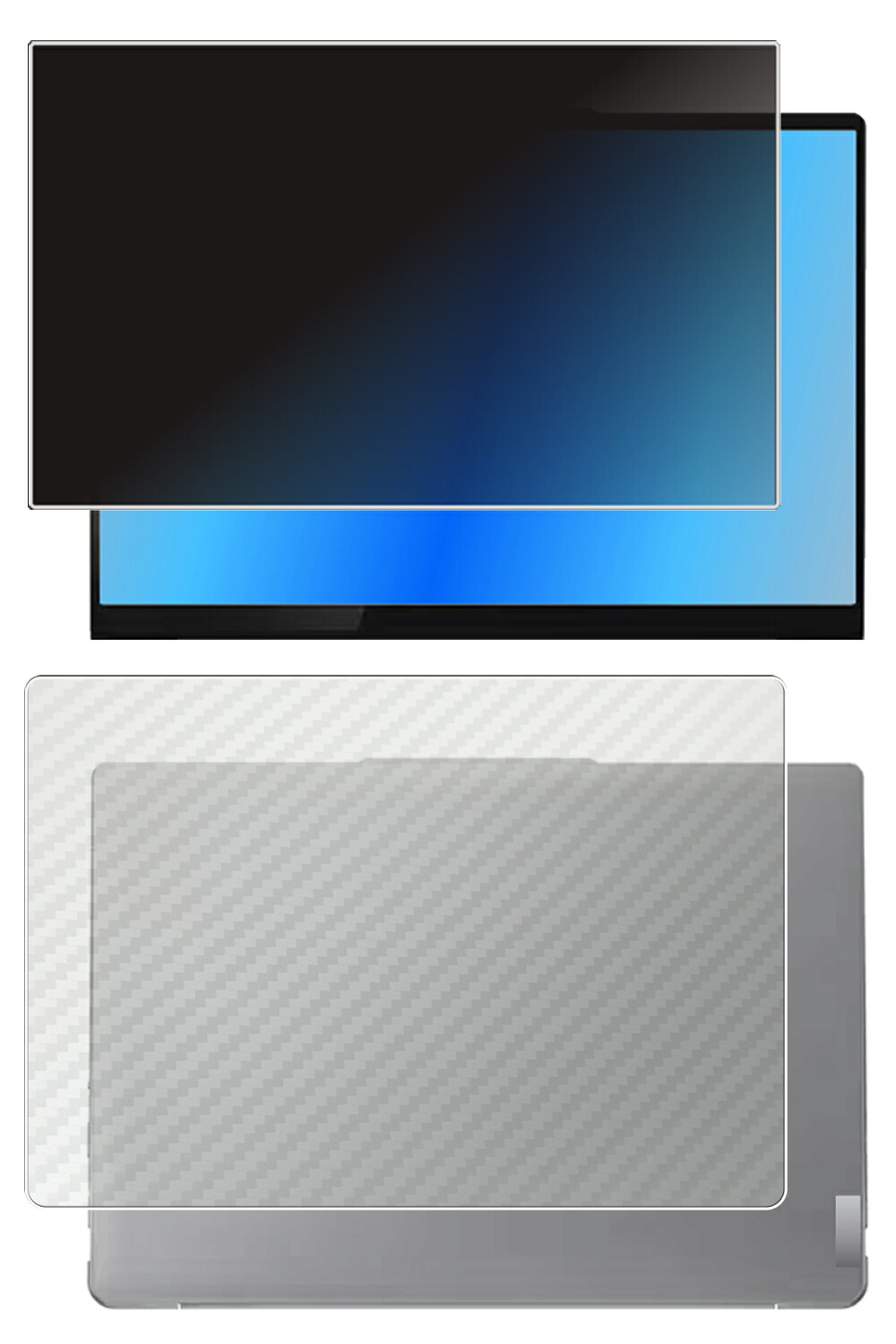 【2枚組(画面+天板)】Lenovo Yoga Slim 7i Gen9 14in 2024年真似形 用 [N35] 4way のぞき見押しとどめる 秘め事防御すること 液晶 防御すること 写真フィルム ＋ 炭素調 天板 防御すること写真フィルム ★