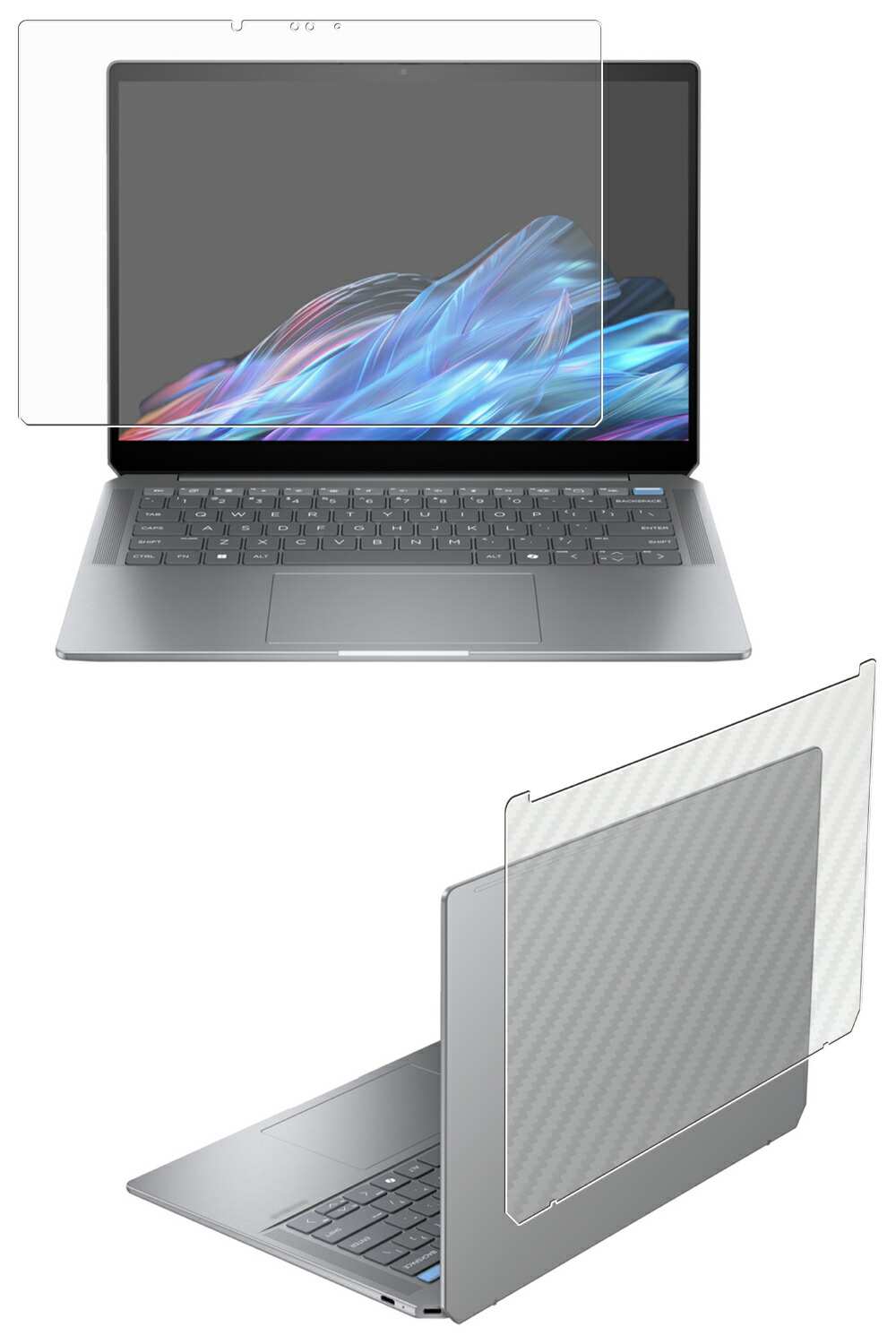 【2枚組(画面+天板)】HP OmniBook Ultra 14 14-fd 2024年モデル 用 [N30] AR/マット ハイブリッド 高機能 反射低減 保護フィルム ＋ カーボン調 天板 保護フィルム ★ オムニブック ウルトラ フォーティーン