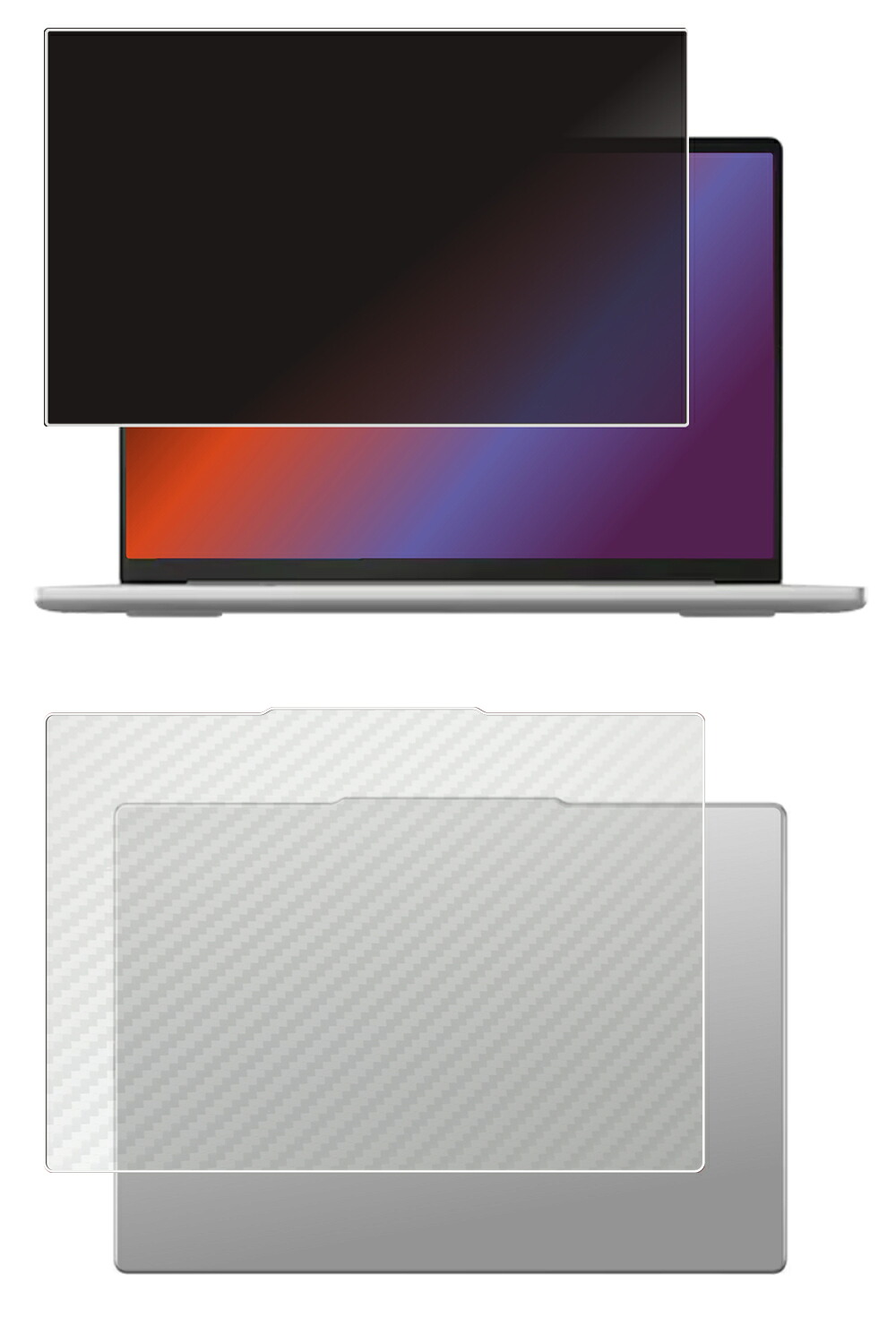 【2枚組(画面+天板)】Lenovo IdeaPad Slim 5 Light Gen 10 13.3型 2025/24年真似形 用 [N30] 4way のぞき見押しとどめる 秘め事防御すること 液晶 防御すること 写真フィルム ＋ 炭素調 天板 防御すること写真フィルム ★