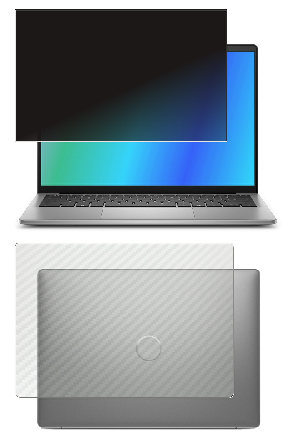 【2枚組(画面+天板)】Dell Inspiron 14 5441 2024年真似形 用 [N35] 4way のぞき見押しとどめる 秘め事防御すること 液晶 防御すること 写真フィルム ＋ 炭素調 天板 防御すること写真フィルム ★ デル インスパイロン フォーティーン