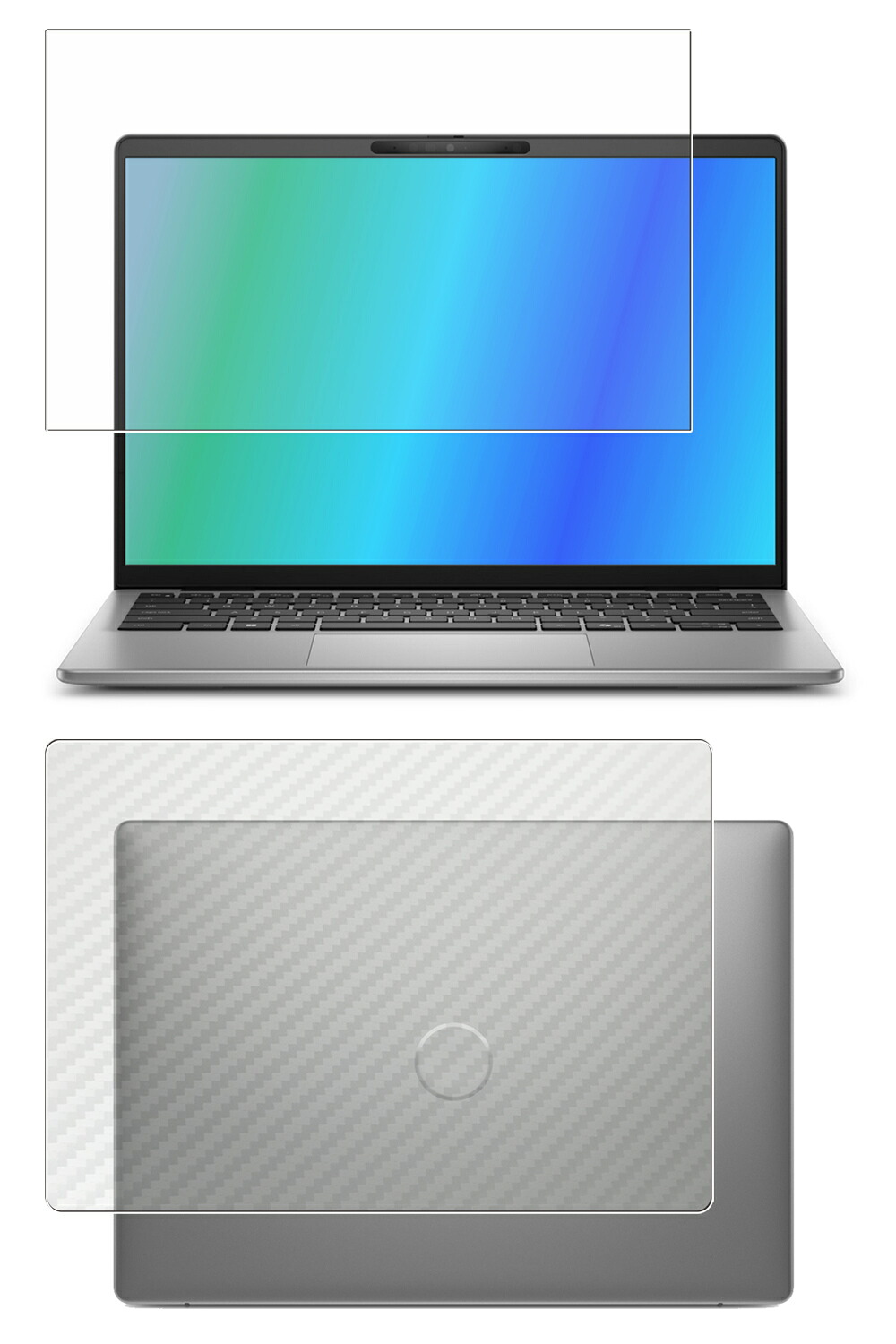 【2枚組(画面+天板)】Dell Inspiron 14 5441 2024年モデル 用 [N35] 高硬度 9H ブルーライトカット クリア 液晶 保護 フィルム ＋ カーボン調 天板 保護フィルム ★ 強化 ガラスフィルム と同等の 高硬度9H フィルム デル インスパイロン フォーティーン