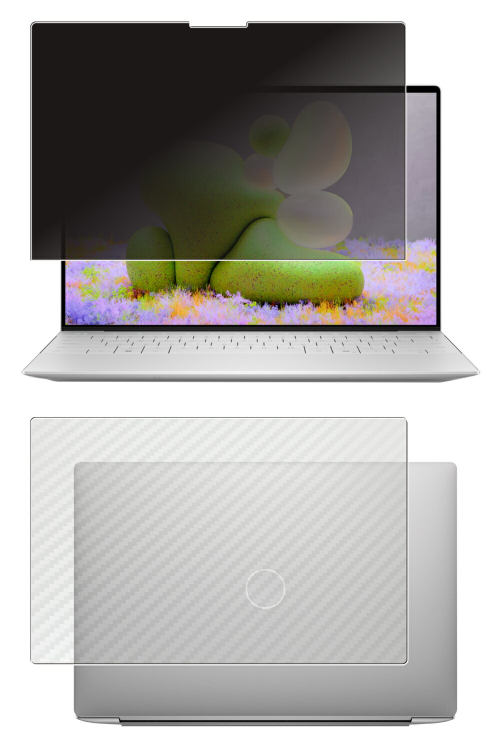 【2枚組(画面+天板)】Dell XPS 13 9350 / 9345 / 9341 / 9340 2024年青写真 3KOLED見せびらかす 用 [N35] 4way のぞき見押しとどめる 秘め事保護すること 液晶 保護すること 写真フィルム ＋ 炭素調 天板 保護すること写真フィルム ★