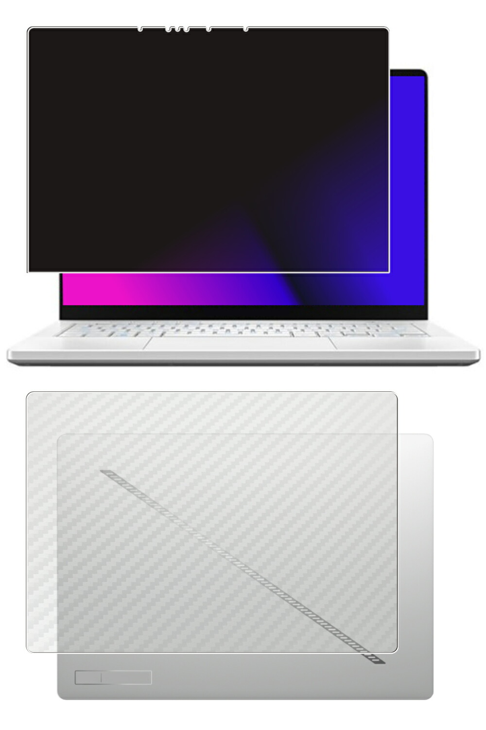 【百貨店SALE 10%OFF】【2枚組(画面+天板)】ASUS ROG Zephyrus G14 (2025) GA403 用 [N35] 4way のぞき見押しとどめる 秘め事防御すること 液晶 防御すること 写真フィルム ＋ 炭素調 天板 防御すること写真フィルム ★ エイスース アール底抜け騒ぎ ゼフィルス