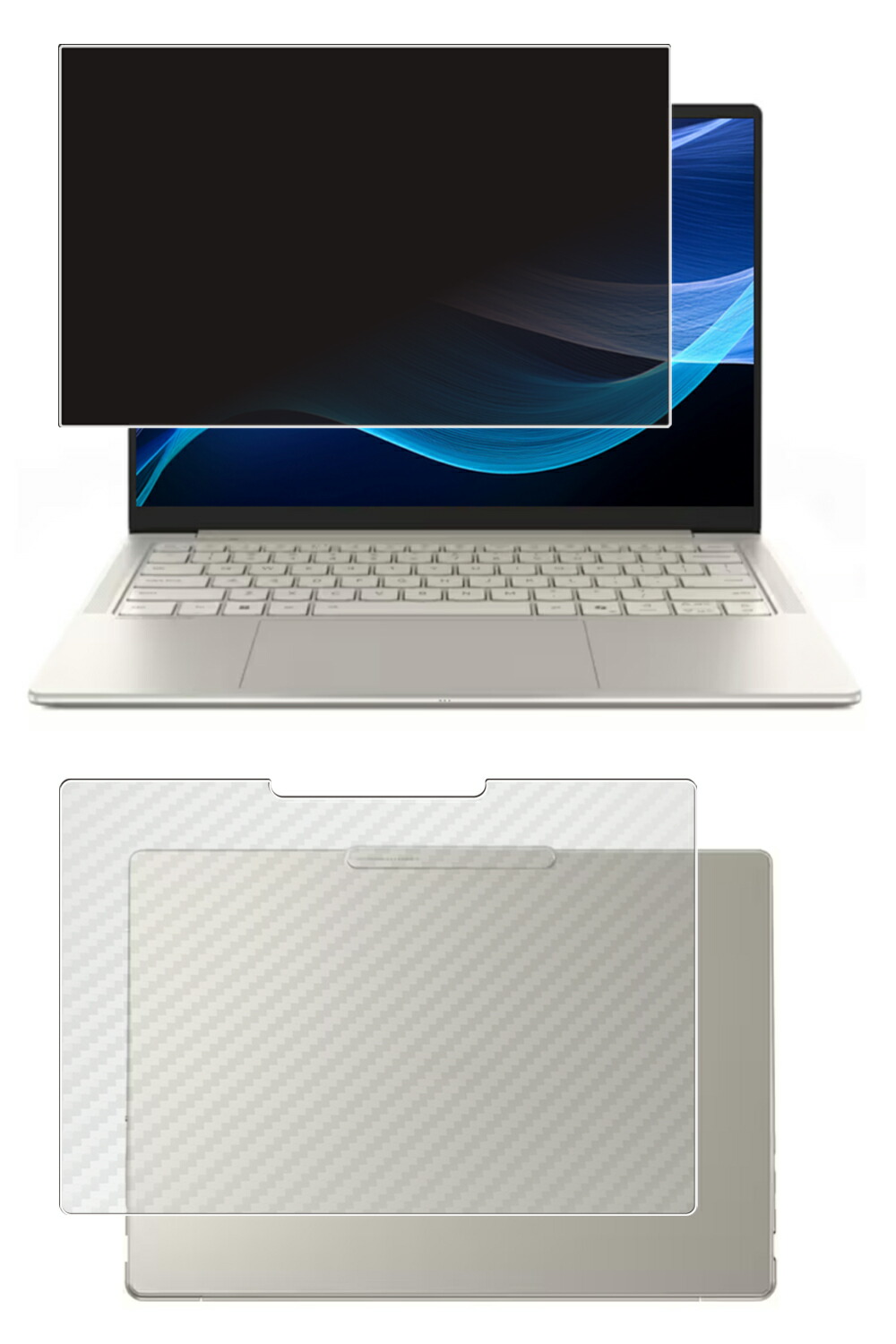 【百貨店SALE 10%OFF】【2枚組(画面+天板)】Lenovo Yoga Slim 7i AuraEdition Gen10 14型 2025年ひな形 用 [N35] 4way のぞき見押しとどめる 非公開保護すること 液晶 保護すること 写真フィルム ＋ 炭素調 天板 保護すること写真フィルム ★