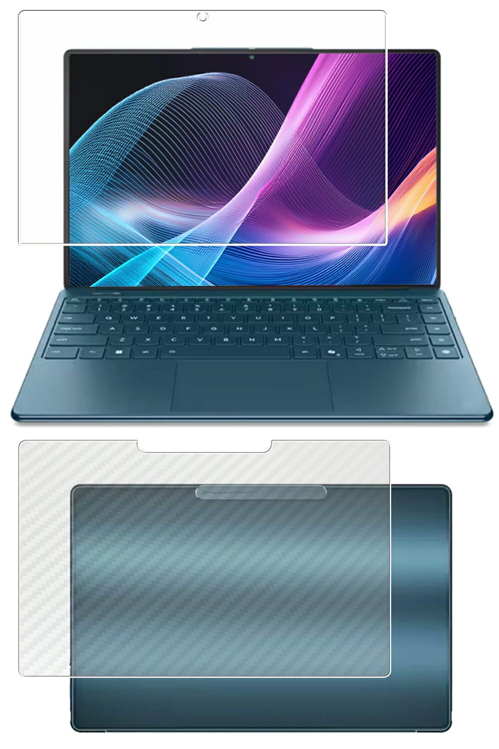 【2枚組(画面+天板)】Lenovo Yoga Slim 9i Gen 10 14型 2025年モデル 用 [N35] 高硬度 9H ブルーライトカット クリア 液晶 保護 フィルム ＋ カーボン調 天板 保護フィルム ★ 強化 ガラスフィルム と同等の 高硬度9H フィルム レノボ ヨガ スリム ナインアイ ジェン テン