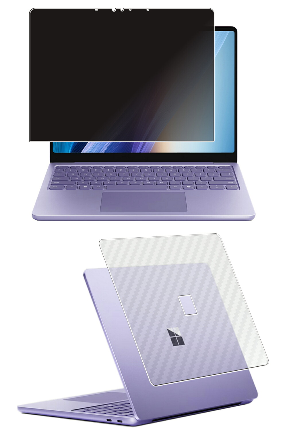 【百貨店SALE 10%OFF】【2枚組(画面+天板)】Microsoft Surface Laptop 13in 2025年ひな形 用 [N35] 4way のぞき見押しとどめる 非公開保護すること 液晶 保護すること 写真フィルム ＋ 炭素調 天板 保護すること写真フィルム ★