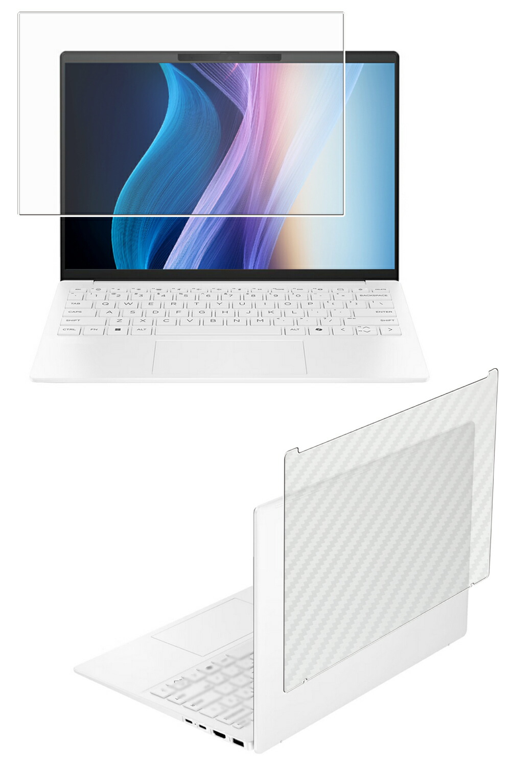 【2枚組(画面+天板)】HP OmniBook 7 Aero 13-bg 2025年モデル 用 [N35] 安心の5大機能 衝撃吸収 ブルーライト カット 液晶 保護 フィルム ＋ カーボン調 天板 保護フィルム 反射防止 抗菌 気泡レス ★ エイチピー オムニブック セブン エアロ