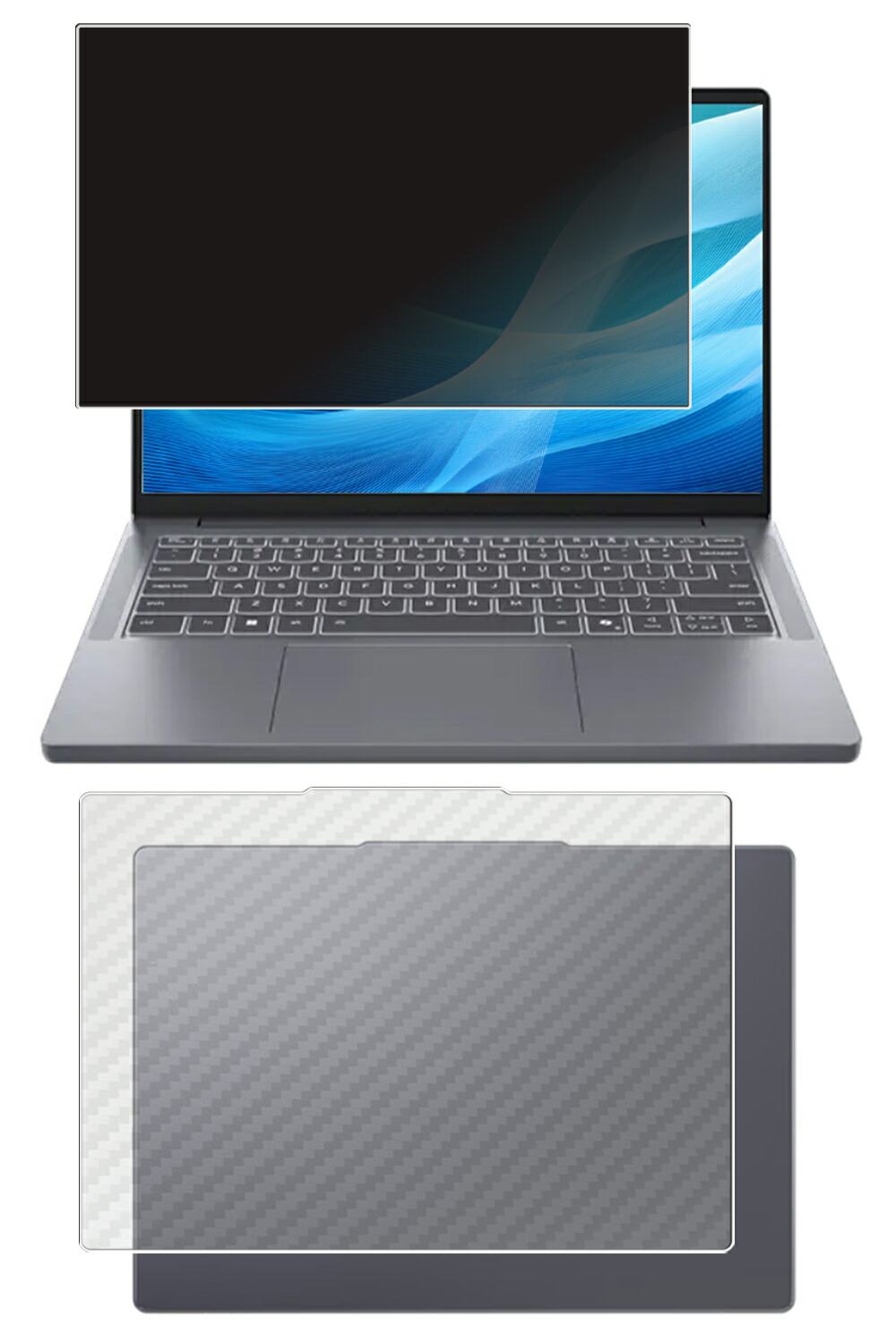 【百貨店SALE 10%OFF】【2枚組(画面+天板)】Lenovo IdeaPad Slim 3 Gen10 14型 2025年ひな形 用 [N35] 4way のぞき見押しとどめる 非公開保護すること 液晶 保護すること 写真フィルム ＋ 炭素調 天板 保護すること写真フィルム ★ レノボ アイデアパッド か細い スリー ジェンテン
