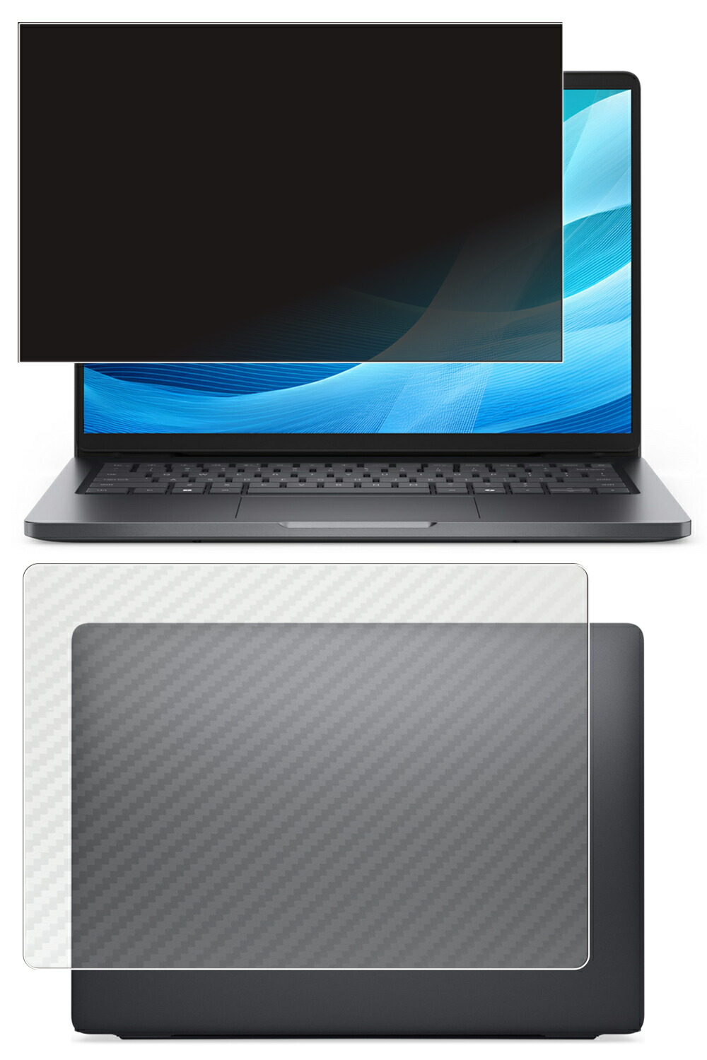 【百貨店SALE 10%OFF】【2枚組(画面+天板)】Dell Pro 14 パソコン14255 2026/25年ひな形 用 [N35] 4way のぞき見押しとどめる 非公開保護すること 液晶 保護すること 写真フィルム ＋ 炭素調 天板 保護すること写真フィルム ★