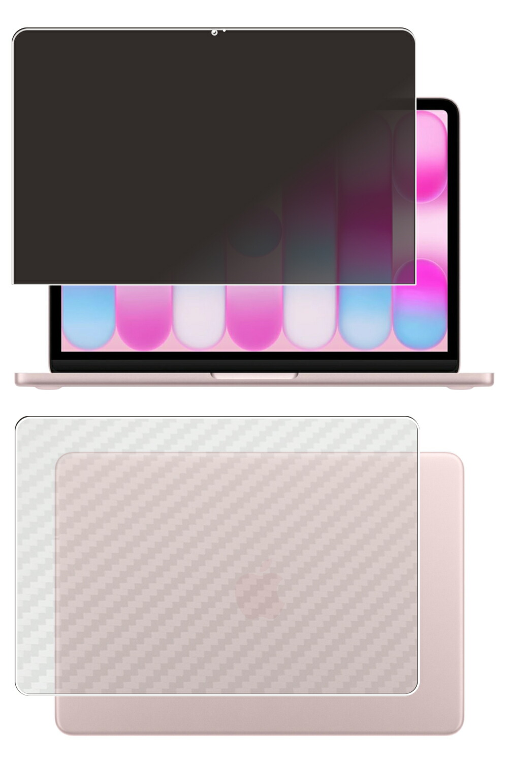 【百貨店SALE 10%OFF】【2枚組(画面+天板)】MacBook Neo 13in 2026年ひな形 用 [N35] 4way のぞき見押しとどめる 非公開保護すること 液晶 保護すること 写真フィルム ＋ 炭素調 天板 保護すること写真フィルム ★ アップル マック読みもの ネオ