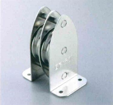 ひめじや 固定ブロック 縦型 2車 50mm ステンレス K50-11B 使用ロープ径~φ8 滑車