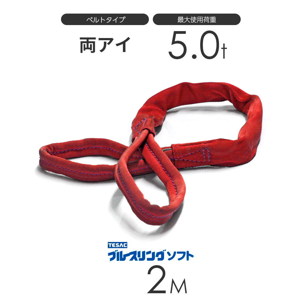 ブルースリング ソフト E型（両端アイ）5.0t &times; 2.0M ベルトスリング made in JAPAN｜モノツール　店 11,628円