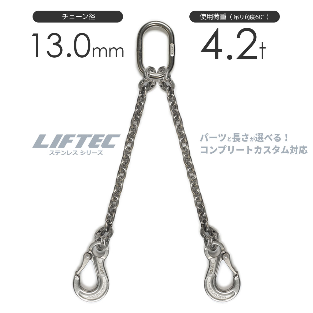 2点吊り チェーンスリング フック付き イーグル JIS規格 2t 190cm×7mm 2点吊り チェーンスリング フック付き イーグル JIS規格 2t 190cm×7mm