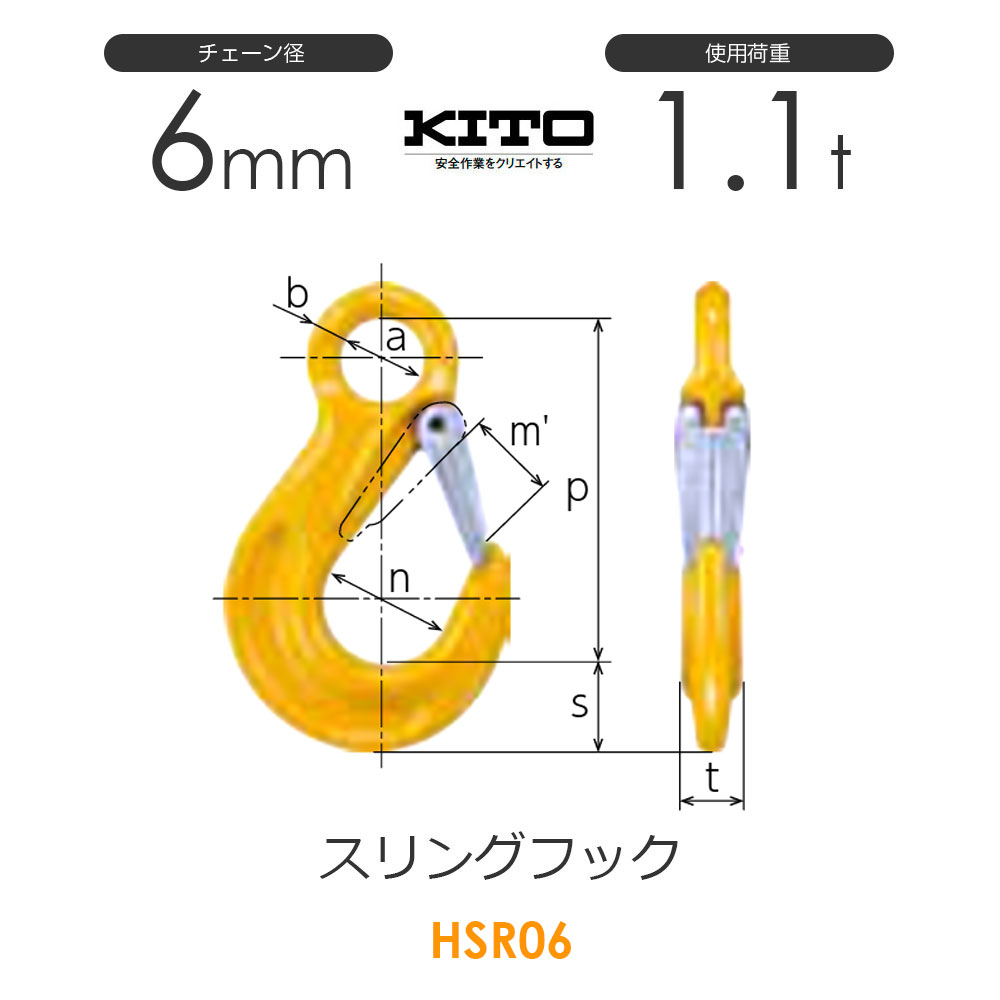 国産原料100% キトー チェンスリング カナグ部材（アイタイプ