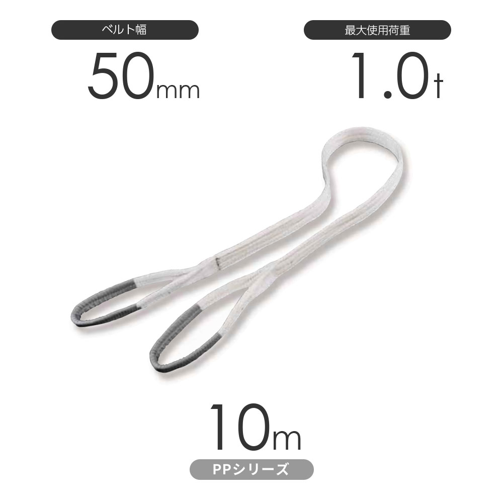 化学薬品用ベルトスリング PPシリーズ 両端アイ形（E型）幅50mm×10m 使用荷重:1.0t 丸善織物