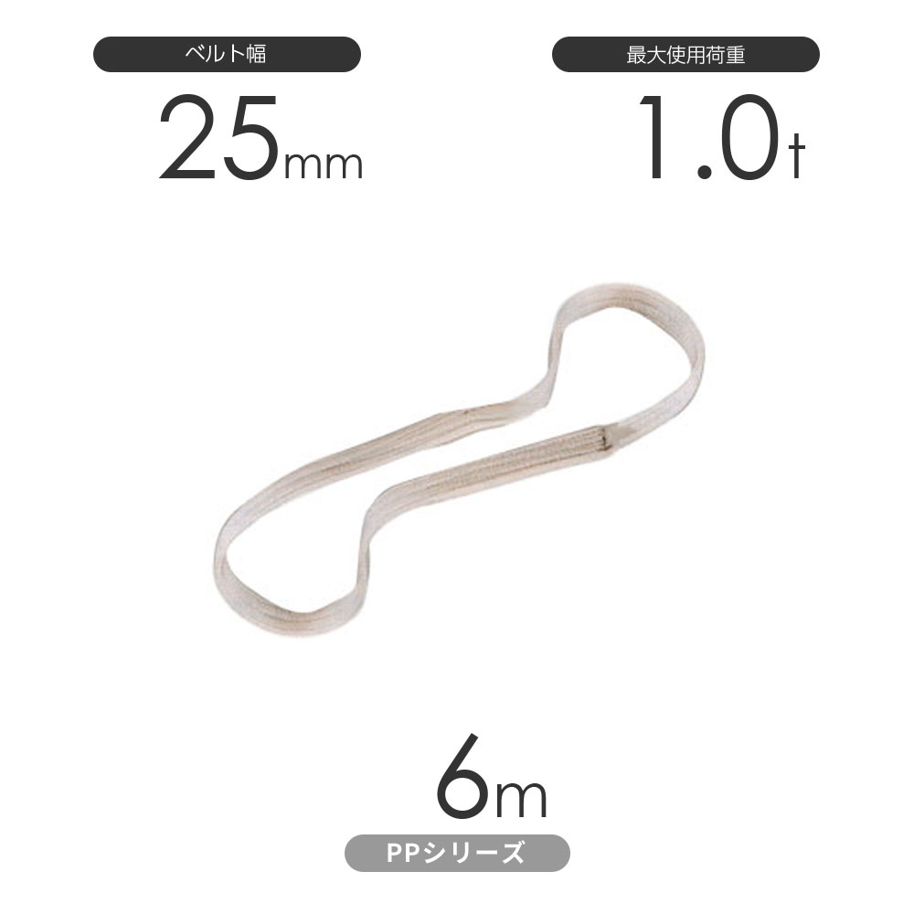 化学薬品用ベルトスリング PPシリーズ エンドレス形（N型）幅25mm&times;6m 使用荷重:1.0t 丸善織物｜モノツール　店