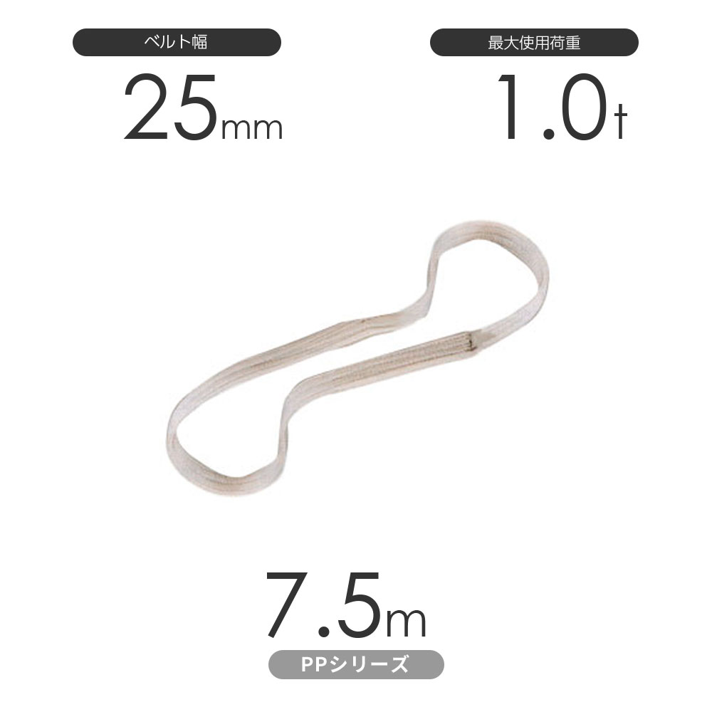 化学薬品用ベルトスリング PPシリーズ エンドレス形（N型）幅25mm×7.5m 使用荷重:1.0t 丸善織物