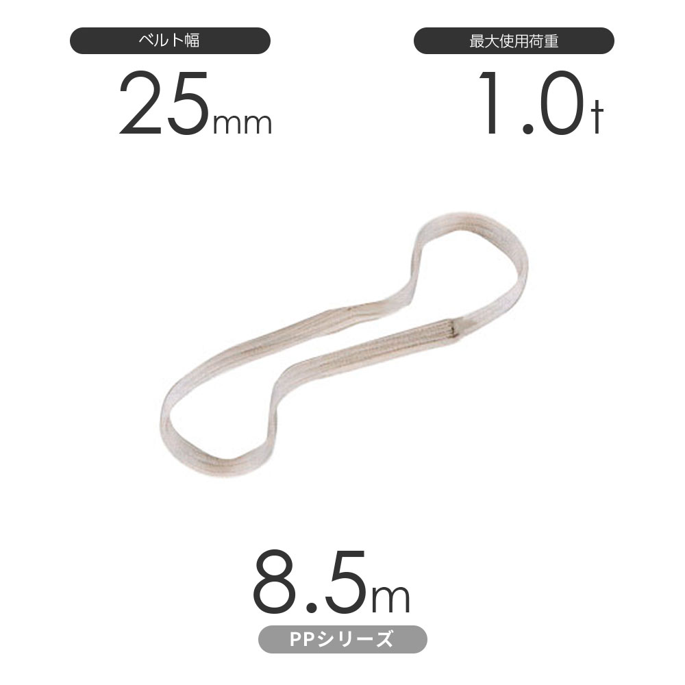 化学薬品用ベルトスリング PPシリーズ エンドレス形（N型）幅25mm×8.5m 使用荷重:1.0t 丸善織物