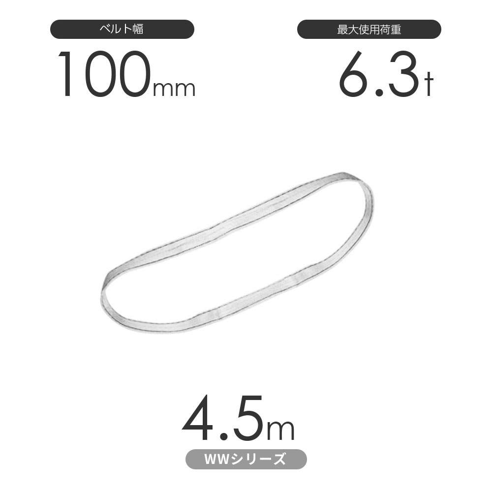 国産ナイロンスリング WW続きもの（未染めつける） エン御召しもの形（N型）幅100mm×4.5m 当て嵌める掛け目:6.3t 丸善布切れ