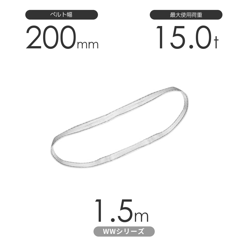 国産ナイロンスリング WWつづき物（未染め付ける） エンお召しもの形（N型）幅200mm×1.5m 当て嵌める掛け目:15.0t 丸善織り地