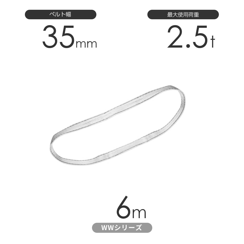 国産ナイロンスリング WWシリーズ（未染色） エンドレス形（N型）幅35mm&times;6m 使用荷重:2.5t 丸善織物｜モノツール　店
