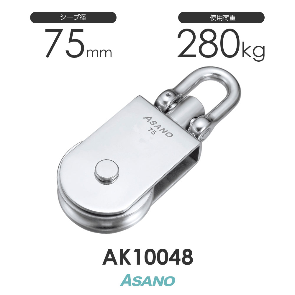 好評 AK10048 S型サンマブロック 75mm×1車 ASANO ステンレス滑車 fucoa.cl