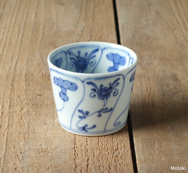 楽天市場】有田焼 染付古伊万里花唐草 そば猪口(ちょこ) : 有田焼や心器