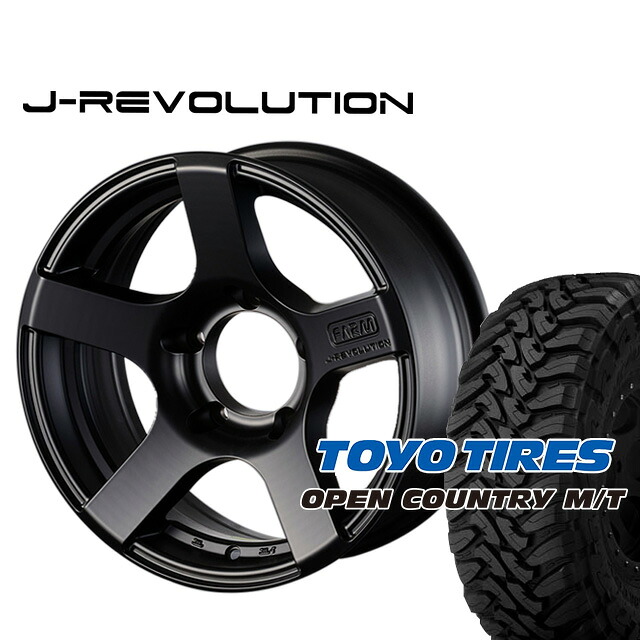 FARM J-REVOLUTION マットブラック 16×5.5J/5H-25 トーヨー オープンカントリー MT 225/75R16 4本SET