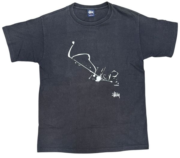 【期間限定ポイント10倍】ステューシー × ダブルタップス L Tシャツ ブラック Stussy WTAPS DRIP TECHNIQUE Tee 黒 ロゴ ビンテージ オールド T SHIRT 半袖 中古