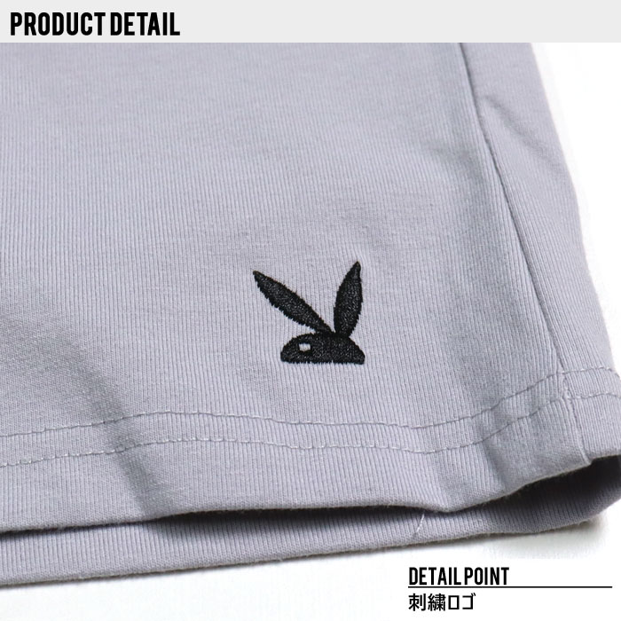 【ZI-ONx送料無料】メンズSETUPセットアップPLAYBOYプレーボーイワンポイント刺繍半袖Tシャツハーフパンツ上下セットカジュアルMLXL「P32-103.105」