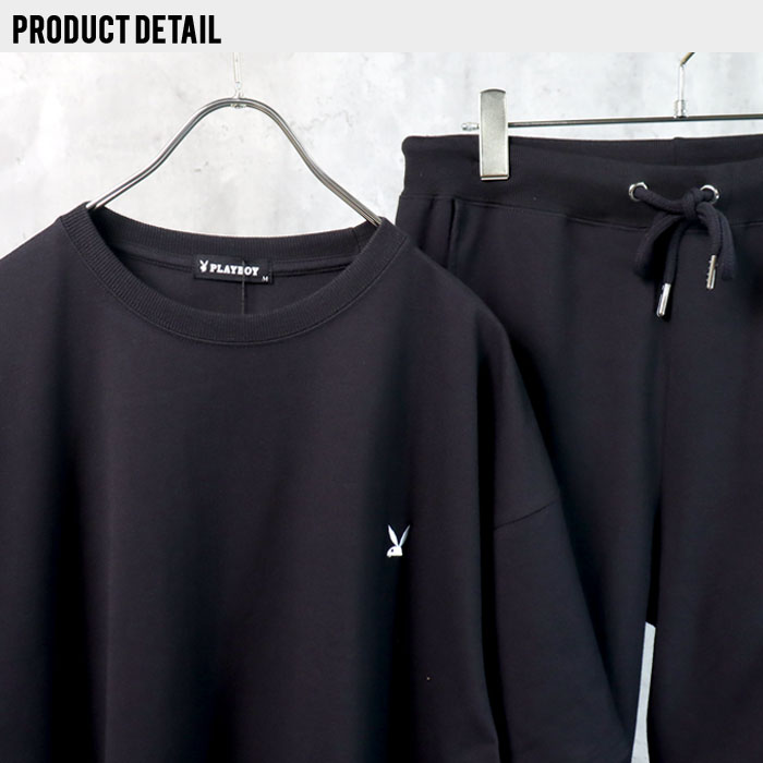 【ZI-ONx送料無料】メンズSETUPセットアップPLAYBOYプレーボーイワンポイント刺繍半袖Tシャツハーフパンツ上下セットカジュアルMLXL「P32-103.105」