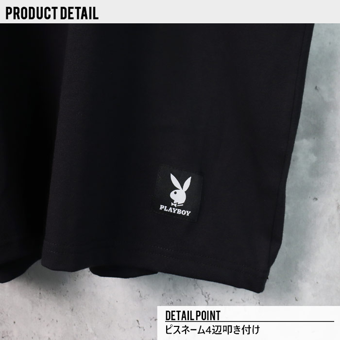 【ZI-ONx送料無料】メンズSETUPセットアップPLAYBOYプレーボーイワンポイント刺繍半袖Tシャツハーフパンツ上下セットカジュアルMLXL「P32-103.105」