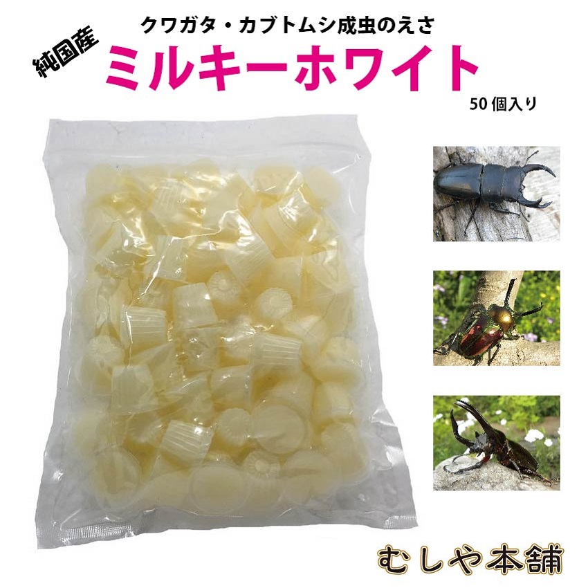 楽天市場 純国産 昆虫 ゼリー ミルキーホワイト16ｇ 50個入り カブトムシ クワガタ エサ 餌 むしや本舗