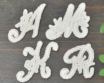 楽天市場 最終販売 イニシャル文字だけモチーフ 5枚セット レース モチーフ ワッペン アクセサリー 文字 アルファベット 英語 名札 手芸 手作り 手作り工房 ｍｙ ｍａｍａ