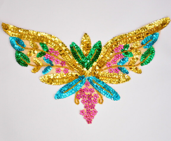 楽天市場 スパンコール モチーフ ワッペン カラフル ゴールド 約32cm 1枚 材料 フラワー スパン ビーズ キラキラ ポイントコスチューム チア バトン 新体操 手作り 手芸 ハンドメイド 手作り工房 ｍｙ ｍａｍａ