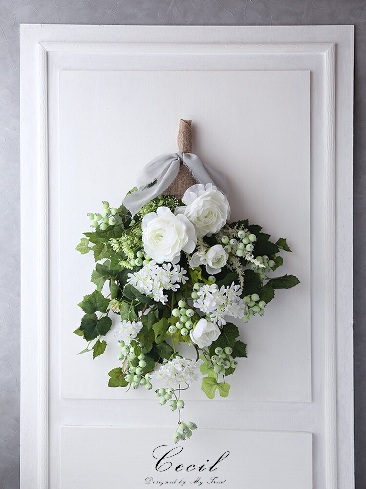 造花 セシル お洒落なお部屋を演出できます 壁掛け花束のスワッグ セシル ウェルカムリース お洒落 フラワーギフト 造花 人工観葉植物 型崩防止加工無料サービス 壁掛け 新築祝 花 観葉植物 スワッグ 新築祝 玄関リース スワッグ アートフラワー アートフラワー