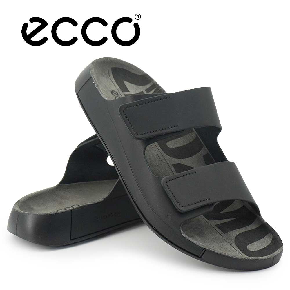 【エントリーでP10倍】エコー 靴 メンズ サンダル ECCO Cozmo Sandal 500904 レザー 2ストラップサンダル リラックスサンダル スライドサンダル フルグレインレザー ブラック 26春夏新作|マイスキップ