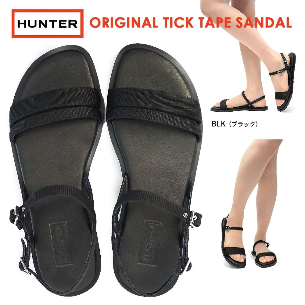 ハンター WFD1035LWB オリジナル ティッカー テープ サンダル レディース カジュアル ぺたんこ HUNTER WOMENS ORIGINAL TICK TAPE SANDAL BLK tksn