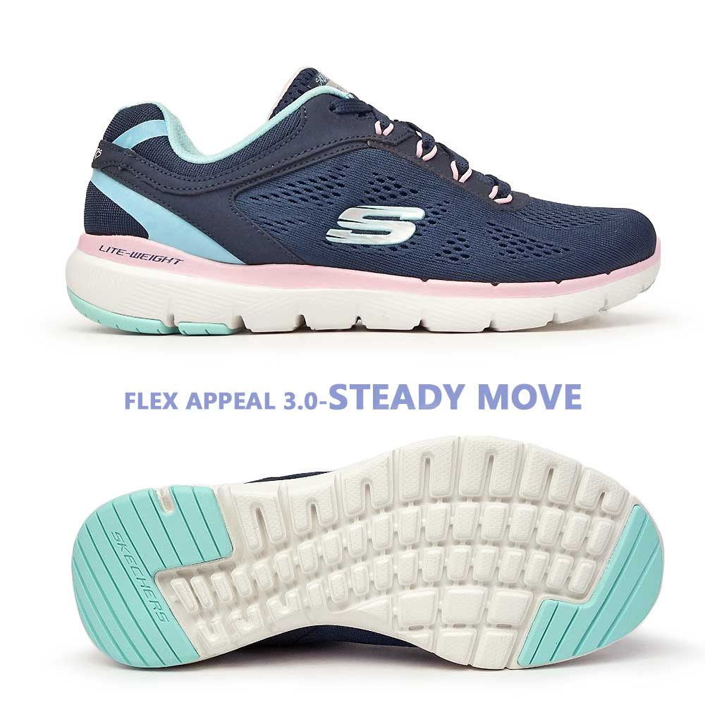 楽天市場 スケッチャーズ レディース スニーカー 軽量 フレックスアピール3 0ステディムーブ メモリーフォーム Skechers Flex Appeal 3 0 Steady Move 洗濯機で洗える マイスキップ