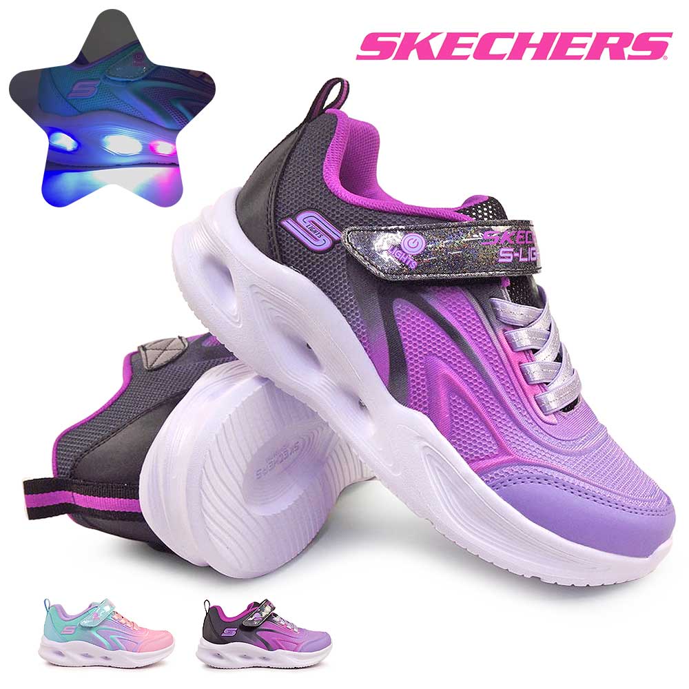 スケッチャーズ 光る靴 キッズ スニーカー 303713L Sライツ ソラ グロー カラー ブリーズ 子供靴 スイッチ付 ガールズ S LIGHTS-SKECHERS SOLA GLOW-COLOR BREEZE画像