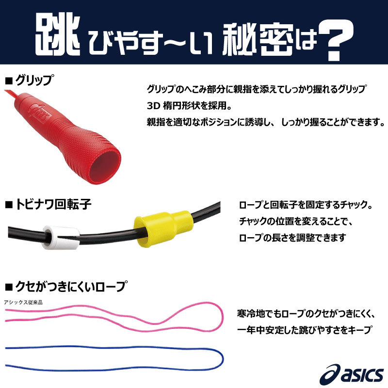 楽天市場 即納可 トビナワ なわとび アシックス Asics キッズ ジュニア トビナワクロス 3284a005 ネコポス便発送 子供用 少年 小学生 跳びやすい 縄跳び 上達 あやとび 絡まりにくい キッズ ジュニア 日本製 体幹トレーニング リズム感 ダイエット ナカジマ