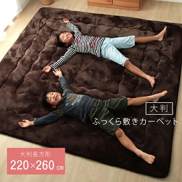 厚手 ラグ 30ｍｍ 厚敷布団 約220×260cm あったかラグ 幅広ラグ ブラウン 洗える フランネル なめらかタッチ ふっくら敷きカーペット 底冷対策 OBD【ik】
