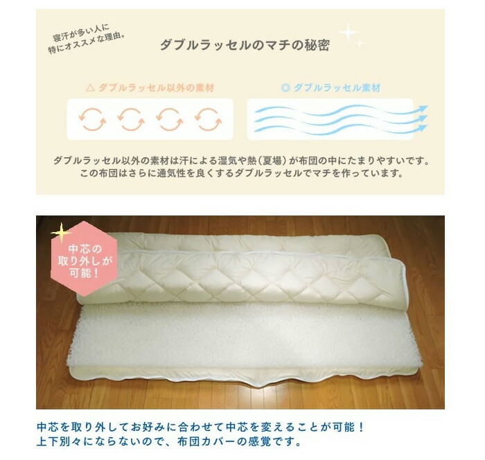 東洋紡ブレスエアー(R)中芯使用洗える敷き布団シングルロング100×210cm【送料無料日本製】ファスナー付き制菌加工ブレスエアー(R)40mm×2枚80mm厚三次元スプリング構造体